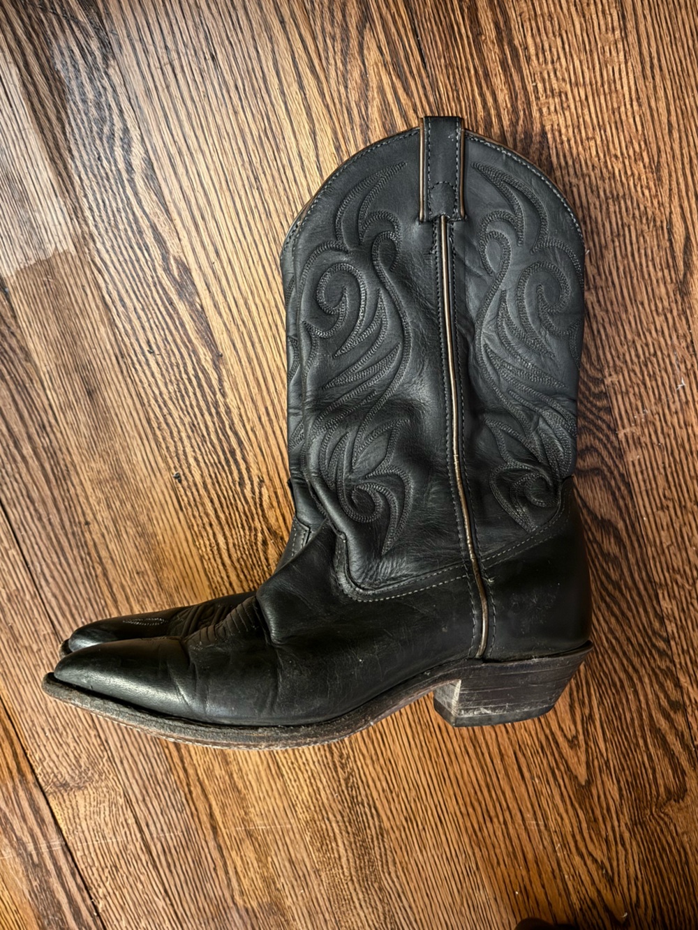 Classic Black Leather Western Boot - Women's